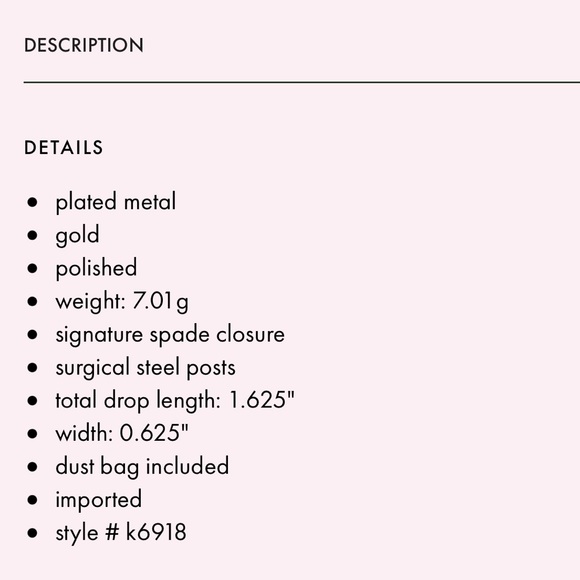 $99 Kate Spade First Bloom Gold Linear Earrings - Picture 6 of 7